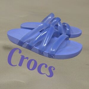 Crocs Womens Sandels Sz 9 Purple Splash Strappy Moon Jelly Casual Comfort